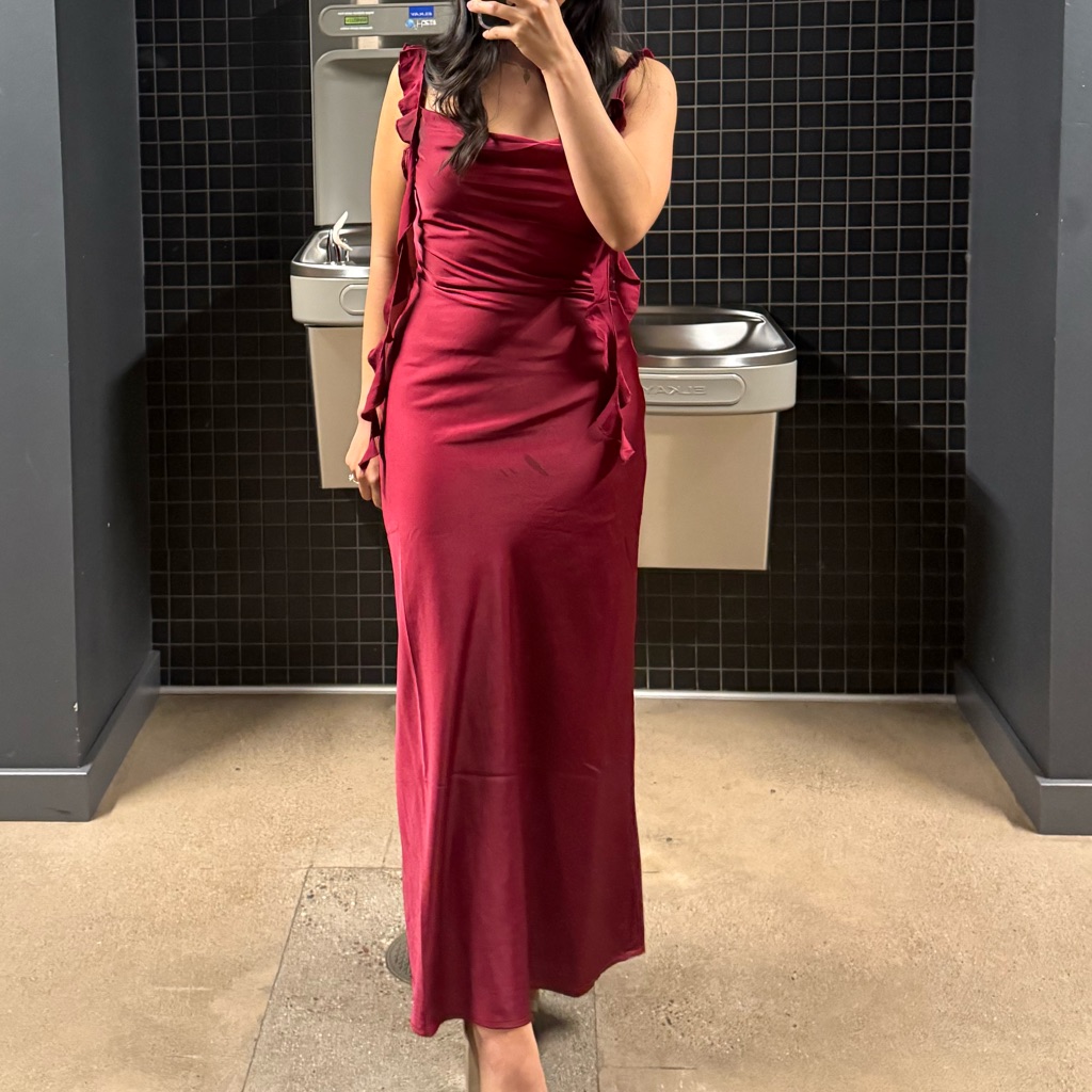 Women's Burgundy Satin Dress